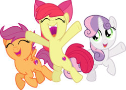 Size: 11911x8457 | Tagged: safe, artist:jhayarr23, apple bloom, scootaloo, sweetie belle, earth pony, pegasus, pony, unicorn, g4, absurd resolution, cutie mark crusaders, friends are always there for you, simple background, transparent background, vector