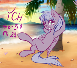 Size: 900x800 | Tagged: safe, artist:kruszynka25, pegasus, pony, unicorn, armpits, beach, happy, looking at you, relaxing, sunset, your character here