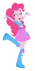 Size: 294x587 | Tagged: safe, artist:marcelinedude364, pinkie pie, equestria girls, g4, my little pony equestria girls: rainbow rocks, cute, eyes closed, female, open mouth, raised leg, simple background, white background