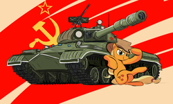 Size: 3500x2100 | Tagged: safe, artist:lth935, applejack, earth pony, pony, g4, high res, military, soviet, t-10, tank (vehicle)