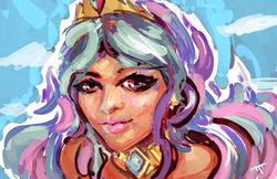 Size: 1024x663 | Tagged: safe, artist:mechamerc, princess celestia, human, g4, bust, female, humanized, portrait, solo