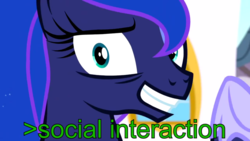 Size: 1366x768 | Tagged: safe, princess luna, alicorn, pony, totally legit recap, a royal problem, g4, anxiety, greentext, headcanon, image macro, meme, nervous, neurodivergent, neurodivergent headcanon, social anxiety, socially awkward, text