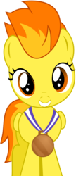 Size: 788x1820 | Tagged: safe, artist:frownfactory, spitfire, pegasus, pony, g4, parental glideance, .svg available, female, filly, filly spitfire, medal, show accurate, simple background, solo, svg, transparent background, vector, younger