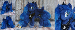 Size: 1903x778 | Tagged: safe, artist:essorille, princess luna, alicorn, pony, g4, irl, photo, plushie, solo