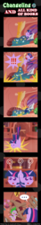 Size: 600x3263 | Tagged: safe, artist:vavacung, spike, twilight sparkle, dragon, comic:changeling and all kind of books, g4, ..., comic, exclamation point, female, golden oaks library, mare, pointy ponies, question mark, scared
