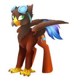 Size: 2430x2602 | Tagged: safe, artist:scarlet-spectrum, oc, oc only, oc:aerus garnet, classical hippogriff, hippogriff, goggles, high res, simple background, solo, transparent background