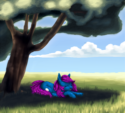 Size: 1200x1090 | Tagged: safe, artist:alphab33, oc, oc only, oc:vanilla night, pony, solo, tree