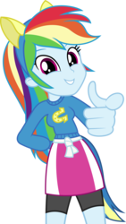 Size: 3000x5326 | Tagged: safe, artist:dashiesparkle, rainbow dash, equestria girls, g4, my little pony equestria girls, clothes, compression shorts, cute, dashabetes, female, grin, hand on hip, helping twilight win the crown, high res, looking at you, pointing, pony ears, ponytail, school spirit, simple background, skirt, smiling, smiling at you, solo, sweater, transparent background, vector, wondercolts