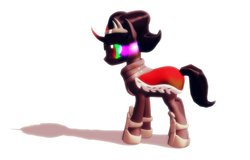 Size: 1119x714 | Tagged: safe, artist:equmoria, king sombra, pony, unicorn, g4, 3d, digital art, male, mmd, sad, shadow, simple background, solo, sombra eyes, stallion, upset, white background