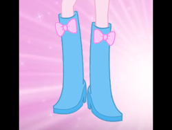 Size: 2048x1536 | Tagged: safe, screencap, pinkie pie, equestria girls, g4, animation error, boots, boots shot, cropped, eg stomp, error, female, high heel boots, legs, music video, pictures of legs, solo, sunburst background