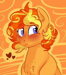 Size: 990x1124 | Tagged: safe, artist:soft-arthropod, bumblesweet, earth pony, pony, g4, alternate hairstyle, blushing, bumbledorable, cute, female, heart, mare, pretty