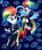 Size: 2500x3000 | Tagged: safe, artist:liniitadash23, rainbow dash, zapp, human, pegasus, pony, equestria girls, equestria girls specials, g4, my little pony equestria girls: movie magic, clothes, costume, duo, female, grin, high res, human ponidox, mare, power ponies, self ponidox, show accurate, smiling