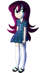 Size: 1024x1676 | Tagged: dead source, safe, artist:wubcakeva, oc, oc only, oc:rosalie, equestria girls, g4, clothes, equestria girls-ified, female, mary janes, miniskirt, pleated skirt, shoes, simple background, skirt, socks, solo, thigh highs, transparent background, zettai ryouiki