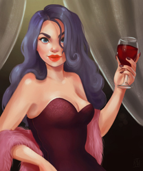 Size: 2500x3000 | Tagged: safe, artist:lornakelleherart, rarity, human, g4, alcohol, beautiful, clothes, dress, female, glass, gradient background, high res, humanized, looking at you, makeup, nail polish, scarf, solo, wine, wine glass