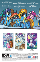 Size: 1041x1600 | Tagged: safe, artist:agnes garbowska, idw, official comic, bow hothoof, pinkie pie, princess ember, rainbow dash, rarity, soarin', spitfire, windy whistles, dragon, pony, yak, friendship is magic #55, g4, not asking for trouble, spoiler:comic, preview, rainbow dash's parents, wonderbolts