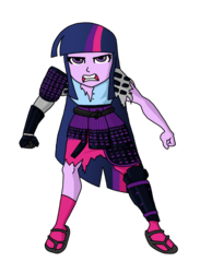 Size: 1040x1424 | Tagged: safe, artist:iyoungsavage, twilight sparkle, equestria girls, g4, armor, clothes, female, samurai jack, simple background, solo, torn clothes, transparent background