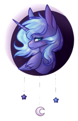 Size: 550x850 | Tagged: safe, artist:peaceouttopizza23, princess luna, alicorn, pony, g4, crescent moon, female, looking at you, mare, moon, s1 luna, simple background, solo, stars, transparent background