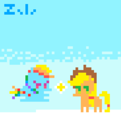 Size: 643x643 | Tagged: safe, artist:x-zeko-x, applejack, rainbow dash, pony, g4, pixel art