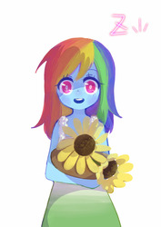 Size: 764x1080 | Tagged: safe, artist:x-zeko-x, rainbow dash, equestria girls, g4, clothes, dress, female, simple background, solo, sunflower, white background