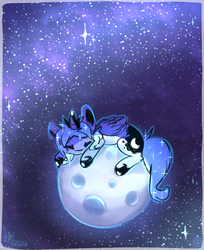 Size: 664x814 | Tagged: safe, artist:suplolnope, princess luna, pony, g4, cute, female, lunabetes, moon, solo, space, tangible heavenly object