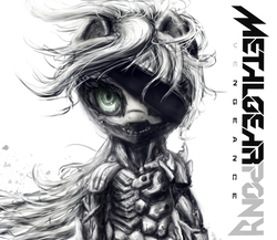 Size: 2178x1889 | Tagged: safe, artist:plotcore, earth pony, pony, semi-anthro, armor, bipedal, eyepatch, looking at you, male, metal gear, ponified, raiden, simple background, solo, stallion, white background, windswept mane