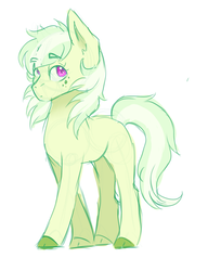 Size: 677x828 | Tagged: safe, artist:kittii-kat, oc, oc only, oc:green tea, earth pony, pony, female, mare, offspring, parent:big macintosh, parent:fleetfoot, parents:fleetmac, simple background, solo, white background