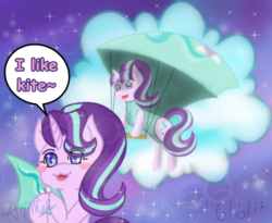 Size: 792x648 | Tagged: safe, artist:faithstar1121, starlight glimmer, pony, unicorn, g4, dialogue, female, kite, kite-man, mare, solo, that pony sure does love kites