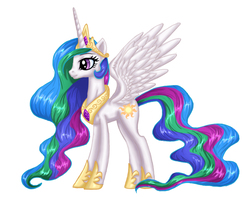 Size: 1077x850 | Tagged: safe, artist:erim-kawamori, princess celestia, alicorn, pony, g4, female, simple background, solo, spread wings, white background, wings