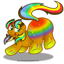 Size: 1280x1275 | Tagged: safe, artist:aleximusprime, oc, oc only, oc:alex the chubby pony, pony, butt, chubby, flank, male, plot, rainbows, simple background, solo, transparent background