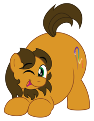 Size: 1024x1326 | Tagged: safe, artist:aleximusprime, oc, oc only, oc:alex the chubby pony, pony, fat, male, obese, one eye closed, simple background, smiling, solo, transparent background