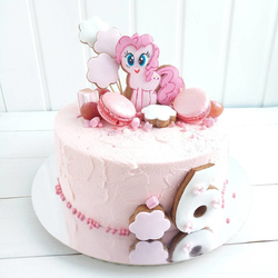 Size: 1076x1076 | Tagged: safe, pinkie pie, earth pony, pony, g4, 6, cake, cookie, food, irl, looking at you, photo, plate, solo