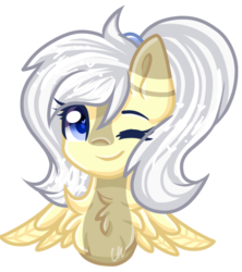 Size: 670x754 | Tagged: safe, artist:sketchyhowl, oc, oc only, oc:dreamland dew, pegasus, pony, bust, female, mare, one eye closed, portrait, simple background, solo, transparent background, wink