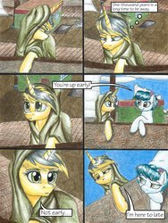 Size: 1024x1365 | Tagged: safe, artist:tillie-tmb, oc, oc only, oc:tempest, pony, unicorn, comic:the amulet of shades, comic, female, mare, ship, traditional art