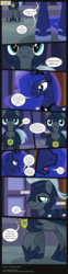 Size: 3295x13389 | Tagged: safe, artist:perfectblue97, princess luna, alicorn, pony, comic:without magic, g4, absurd resolution, canterlot, comic, front view, looking at you, night guard, walking