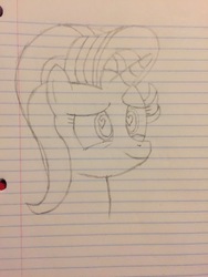 Size: 2448x3264 | Tagged: safe, artist:whobawhats, starlight glimmer, pony, unicorn, g4, bust, female, heart eyes, high res, lined paper, pencil drawing, portrait, sketch, smiling, solo, traditional art, wingding eyes