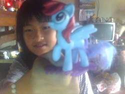 Size: 640x480 | Tagged: safe, rainbow dash, human, g4, irl, irl human, mcdonald's happy meal toys, photo, toy