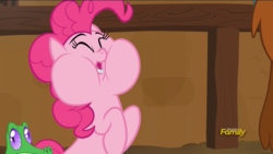 Size: 1920x1080 | Tagged: safe, screencap, gummy, pinkie pie, prince rutherford, pony, not asking for trouble, discovery family logo, puffy cheeks