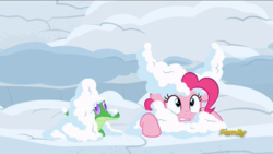 Size: 1920x1080 | Tagged: safe, screencap, gummy, pinkie pie, pony, not asking for trouble, discovery family logo, snow