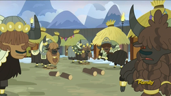 Size: 1920x1080 | Tagged: safe, screencap, yohimbine, yvette, pony, yak, g4, not asking for trouble, cloven hooves, discovery family logo, female, male, unnamed character, unnamed yak, yakyakistan