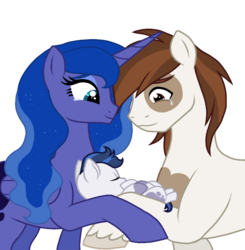 Size: 751x767 | Tagged: safe, artist:unoriginai, pipsqueak, princess luna, oc, oc:moon crater, alicorn, earth pony, pony, g4, baby, baby pony, crying, cute, eyes closed, female, male, mare, newborn, offspring, parent:pipsqueak, parent:princess luna, parents:lunapip, ship:lunapip, shipping, simple background, stallion, story included, straight, tears of joy, transparent background
