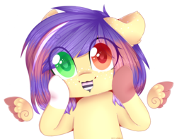 Size: 1522x1200 | Tagged: safe, artist:shiromidorii, oc, oc only, oc:cookie, pegasus, pony, female, heterochromia, mare, simple background, solo, striped tongue, transparent background