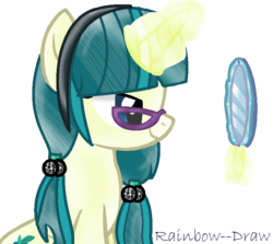 Size: 738x658 | Tagged: safe, artist:rainbow--draw, artist:starchase-bases, juniper montage, pony, unicorn, equestria girls, equestria girls specials, g4, base used, equestria girls ponified, female, magic, magic aura, mirror, ponified, simple background, solo, transparent background