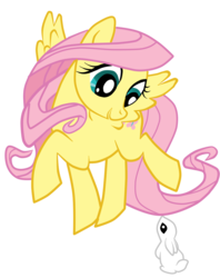 Size: 870x1100 | Tagged: safe, artist:sandynnamoxa, fluttershy, pegasus, pony, rabbit, g4, female, mare, open mouth, simple background, solo, transparent background, vector