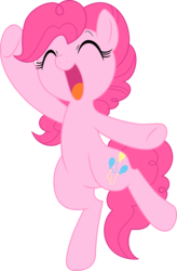 Size: 2196x3356 | Tagged: safe, artist:mochi--pon, pinkie pie, earth pony, pony, g4, cute, diapinkes, eyes closed, female, high res, open mouth, ponk, simple background, solo, standing, standing on one leg, transparent background, vector