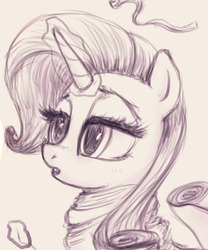 Size: 1280x1540 | Tagged: safe, artist:plotcore, rarity, pony, unicorn, g4, female, grayscale, lidded eyes, magic, magic aura, mare, monochrome, open mouth, solo, telekinesis