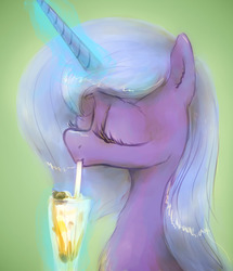 Size: 1280x1491 | Tagged: safe, artist:plotcore, princess luna, alicorn, pony, g4, 30 minute art challenge, cup, drinking, eyes closed, female, missing accessory, solo, straw