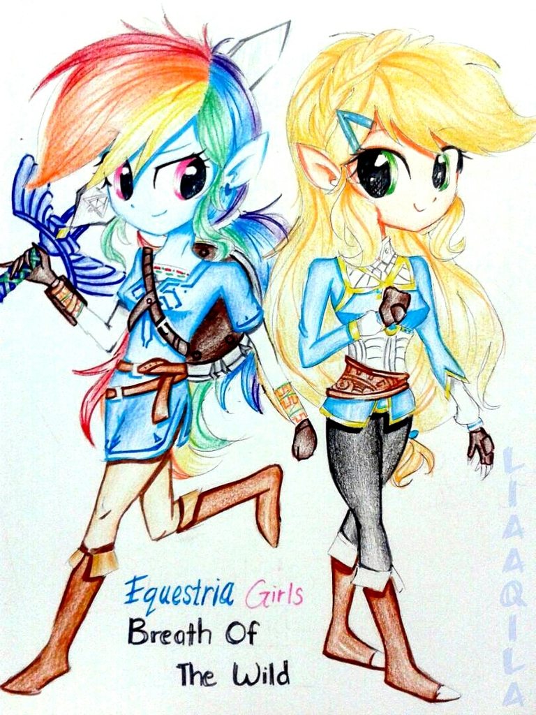 Safe Artist Liaaqila Applejack Rainbow Dash Equestria