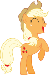 Size: 2652x3999 | Tagged: safe, artist:stardustxiii, applejack, earth pony, pony, g4, ^^, bipedal, eyes closed, female, high res, mare, rearing, simple background, solo, transparent background, vector, vector trace