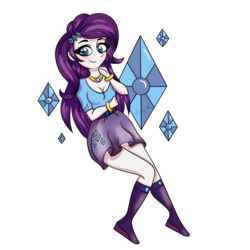 Size: 3000x3000 | Tagged: safe, artist:tessmill, rarity, equestria girls, g4, beautiful, belt, boots, clothes, cute, cutie mark background, female, high res, jewelry, moe, necklace, raribetes, shoes, simple background, skirt, solo, transparent background