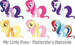 Size: 900x546 | Tagged: safe, artist:vonborowsky, applejack, fluttershy, pinkie pie, rainbow dash, rarity, twilight sparkle, pony, g4, alternate hairstyle, mane six, simple background, stock vector, transparent background, vector, vector trace